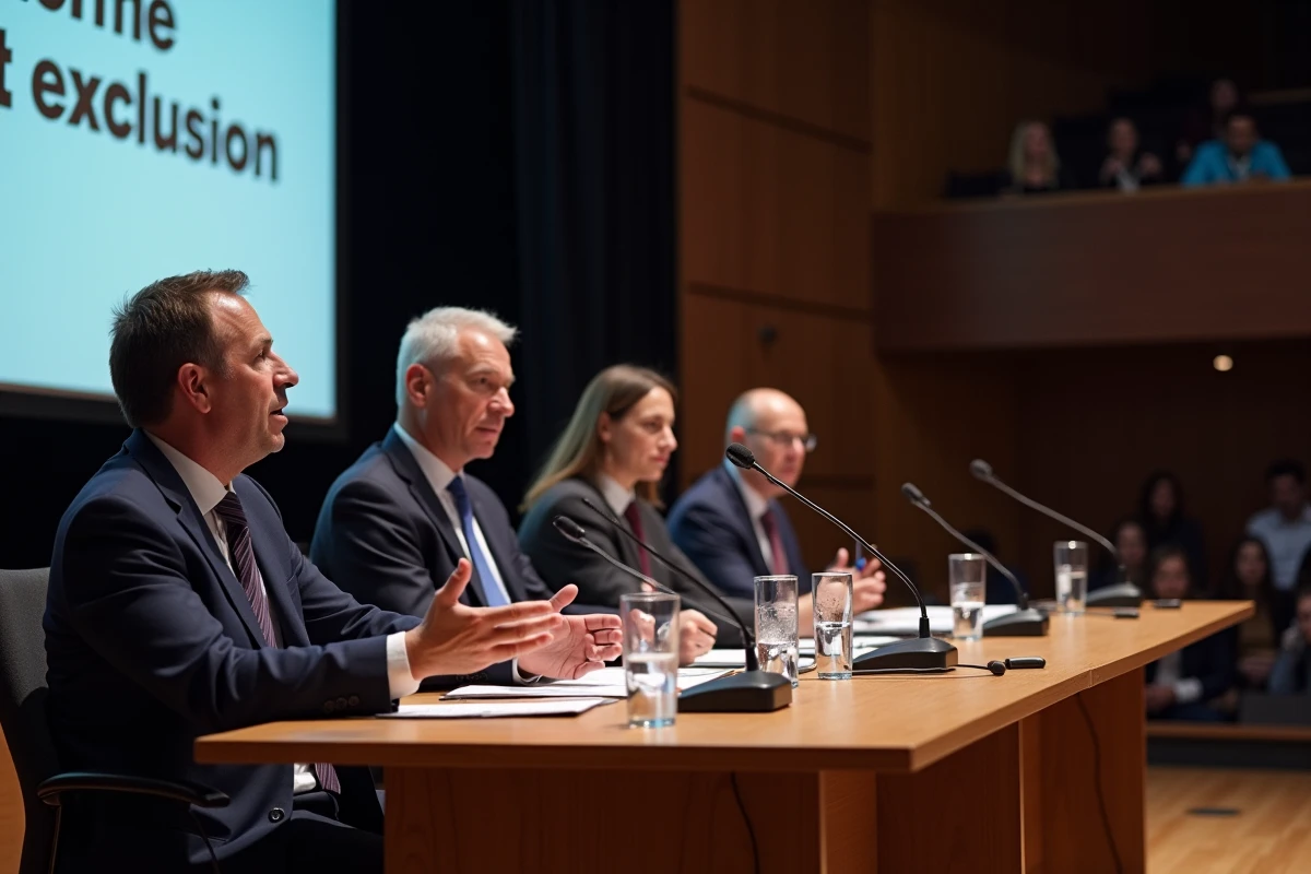 Panel d'universitaires discutant de la cancel culture et des rapports de pouvoir lors d'un colloque de philosophie politique