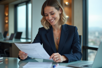 Femme d'affaires confiante dans un bureau moderne
