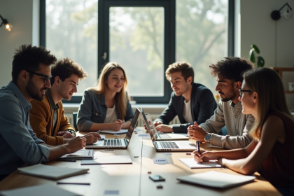 Groupe de jeunes professionnels dans un espace de travail moderne