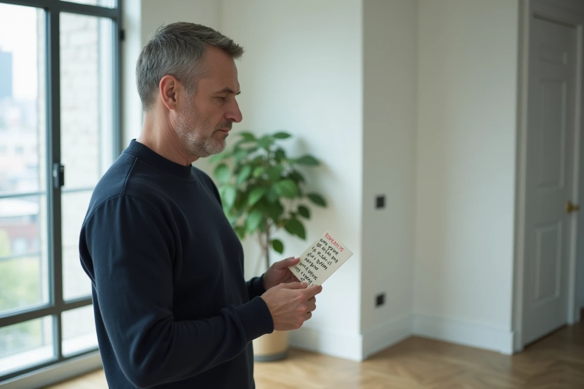 Homme adulte révisant une carte mémoire pour retenir la différence entre profite et profites en français