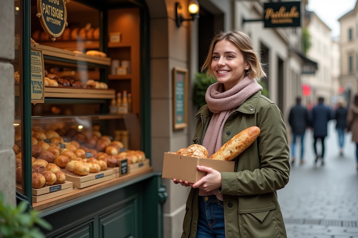 Jeune femme devant une pâtisserie traditionnelle à Sarralbe
