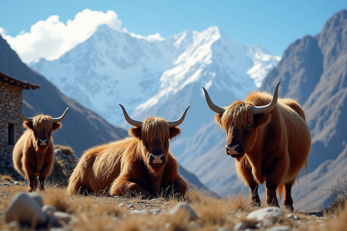 Yaks reposant près d